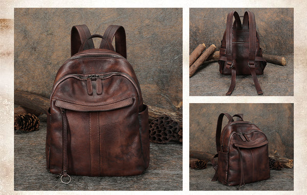 Small Women's Genuine Leather Backpack Bags Purse Stylish Backpacks for Women Genuine Leather