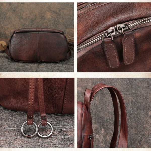 Small Women's Genuine Leather Backpack Bags Purse Stylish Backpacks for Women Quality