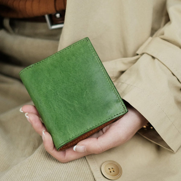Small Women's Genuine Leather Billfold Wallet With Card Holder For Women Cute