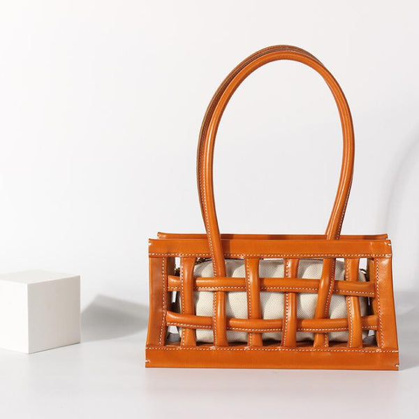 Small Women's Genuine Leather Handbags Woven Leather Shoulder Purse For Women Affordable