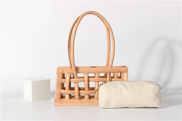 Small Women's Genuine Leather Handbags Woven Leather Shoulder Purse For Women Designer