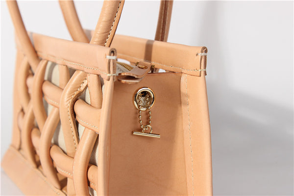 Small Women's Genuine Leather Handbags Woven Leather Shoulder Purse For Women Details