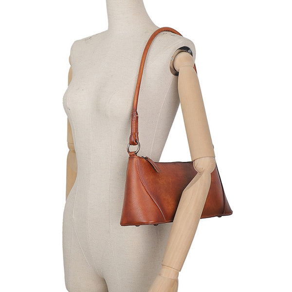Small Women's Genuine Leather Shoulder Bags Handbags for Women Brown