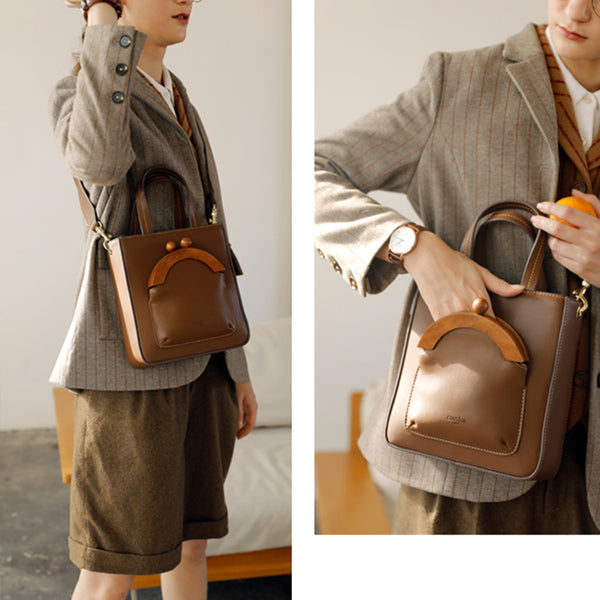 Small Women's Genuine Leather Tote Bags Handbags Crossbody Purse for Women Boutique