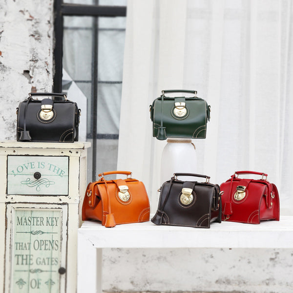 Small Women's Leather Doctor Bag Purse Shoulder Handbags Side Bag for Women Affordable