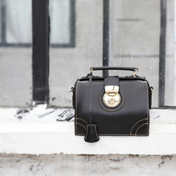 Small Women's Leather Doctor Bag Purse Shoulder Handbags Side Bag for Women Boutique