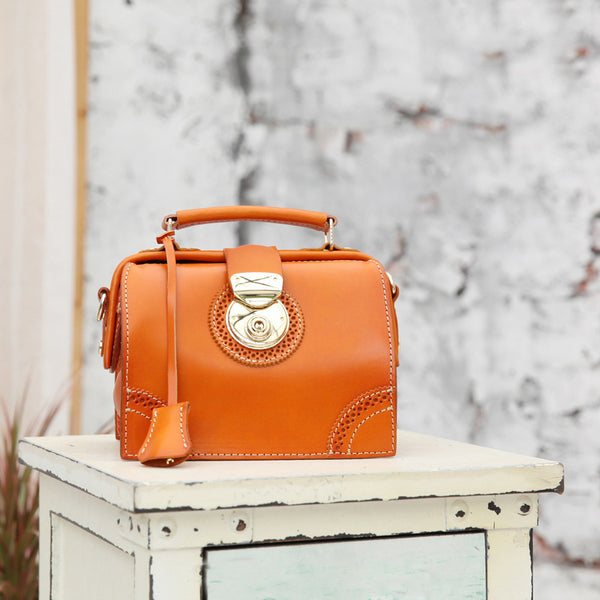 Small Women's Leather Doctor Bag Purse Shoulder Handbags Side Bag for Women Chic