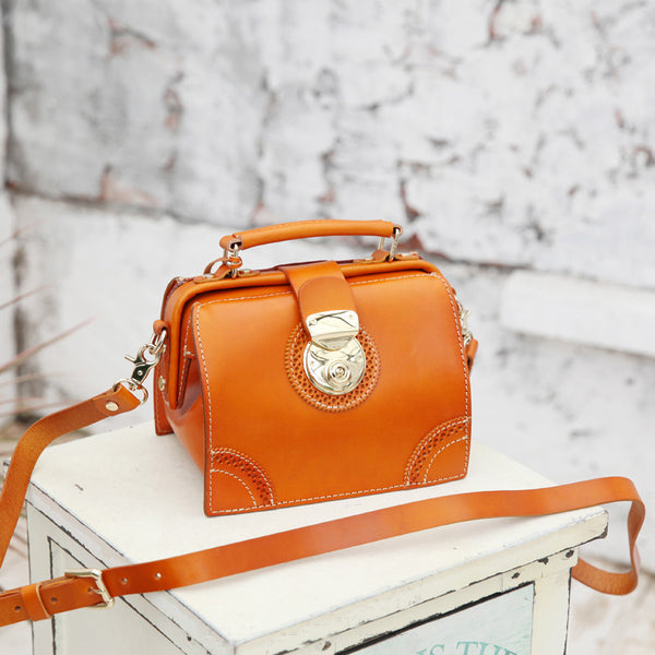 Small Women's Leather Doctor Bag Purse Shoulder Handbags Side Bag for Women Cool