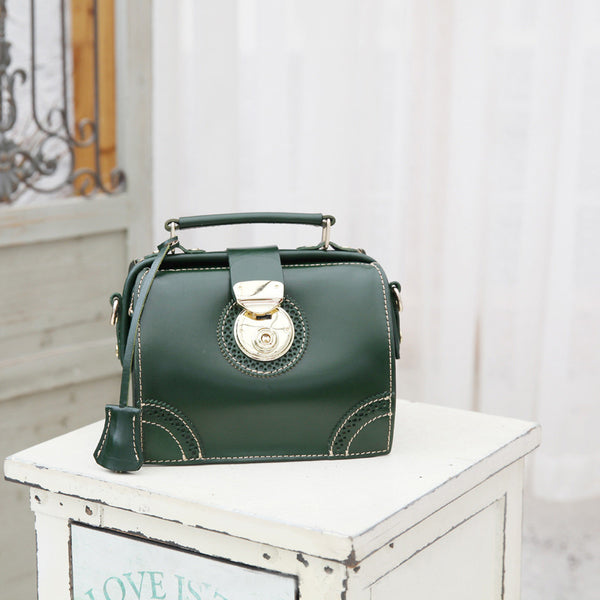 Small Women's Leather Doctor Bag Purse Shoulder Handbags Side Bag for Women Designer