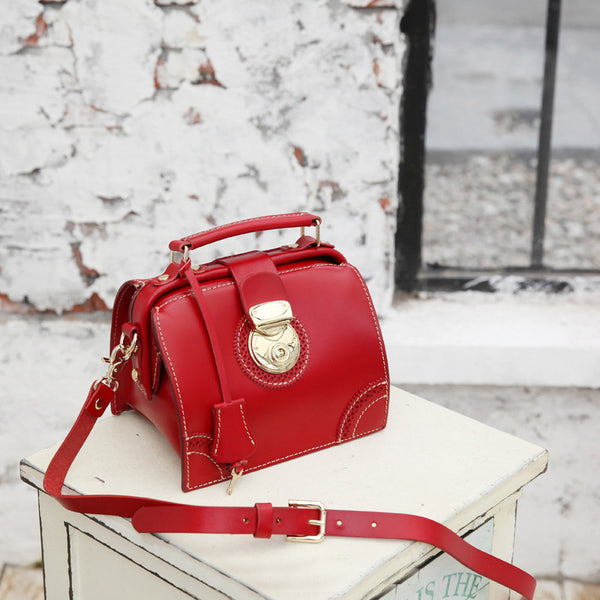 Small Women's Leather Doctor Bag Purse Shoulder Handbags Side Bag for Women Quality