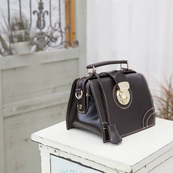 Small Women's Leather Doctor Bag Purse Shoulder Handbags Side Bag for Women Stylish