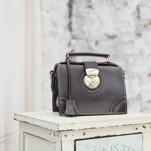 Small Women's Leather Doctor Bag Purse Shoulder Handbags Side Bag for Women Side