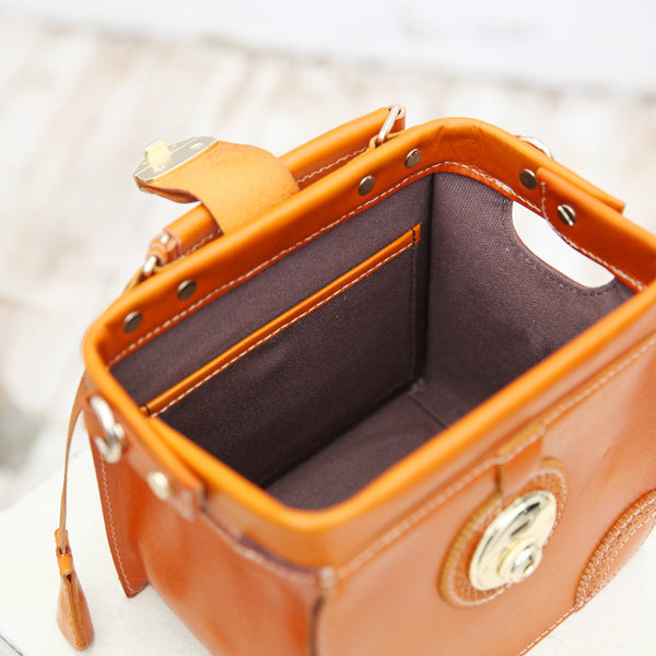 Small Women's Leather Doctor Bag Purse Shoulder Handbags Side Bag for Women