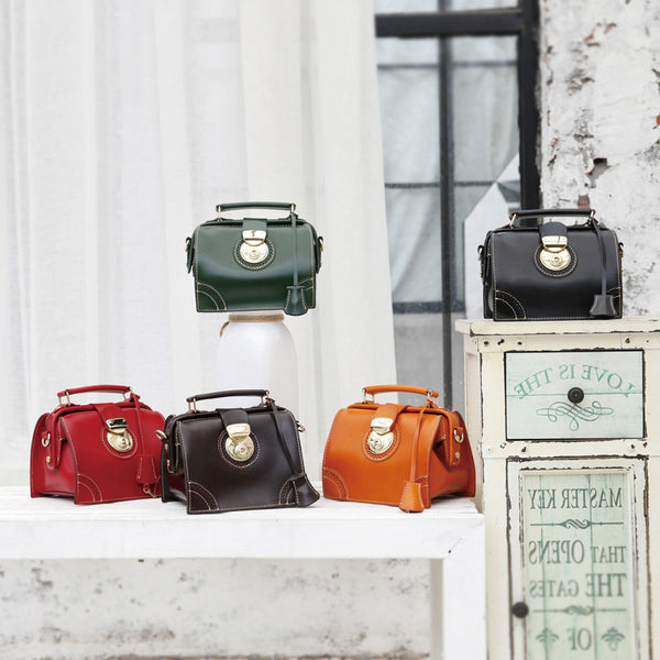 Small Women's Leather Doctor Bag Purse Shoulder Handbags Side Bag