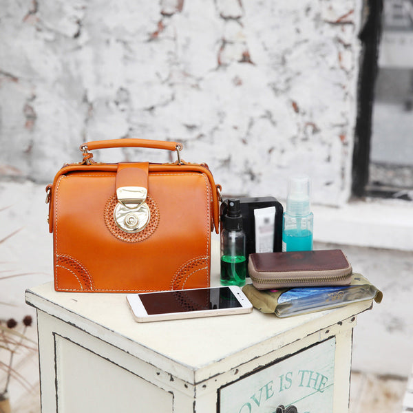 Small Women's Leather Doctor Bag Purse Shoulder Handbags