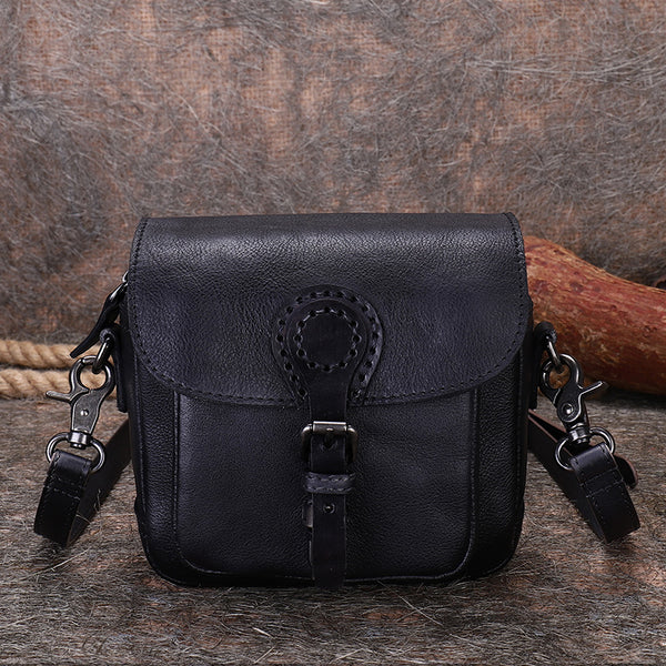 Small Women's Quilted Leather Crossbody Satchel Purse Cross Shoulder Bag for Women Black