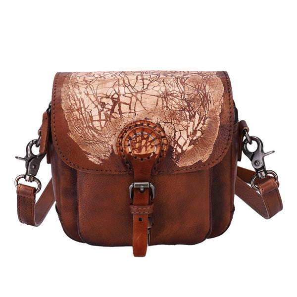 Small Women's Quilted Leather Crossbody Satchel Purse Cross Shoulder Bag for Women Brown