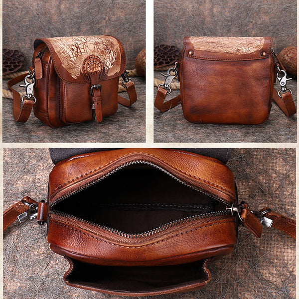 Small Women's Quilted Leather Crossbody Satchel Purse Cross Shoulder Bag for Women Funky