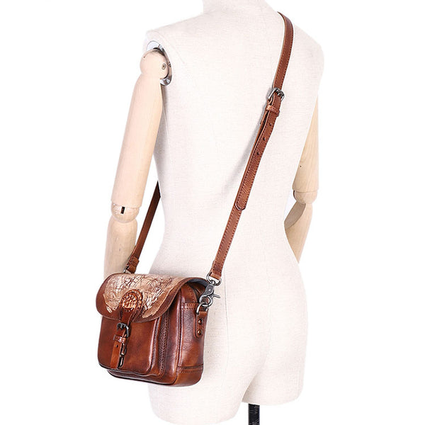 Small Women's Quilted Leather Crossbody Satchel Purse Cross Shoulder Bag for Women Genuine Leather