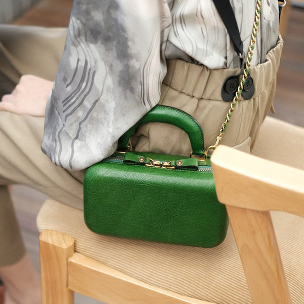 Small Women's Square Genuine Leather Crossbody Purse Side Bags For Women Beautiful