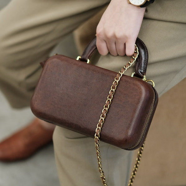 Small Women's Square Genuine Leather Crossbody Purse Side Bags For Women Genuine Leather