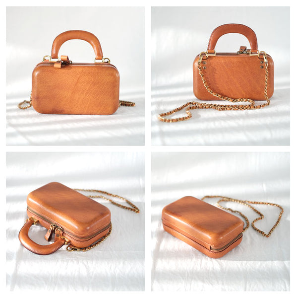 Small Women's Square Genuine Leather Crossbody Purse Side Bags For Women Minimalist