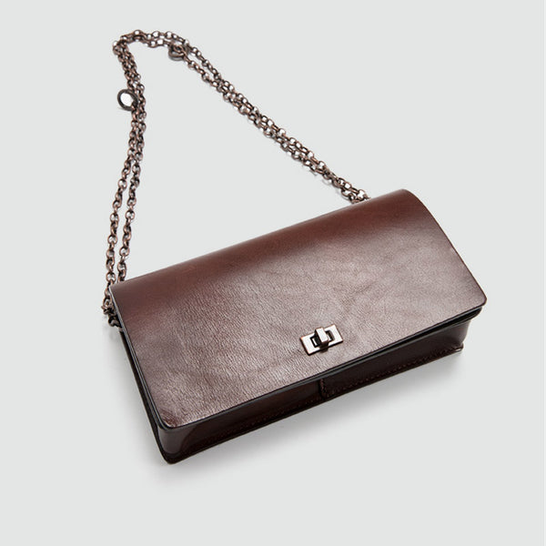 Small Women's Tan Square Leather Crossbody Bag Purse Side Bag