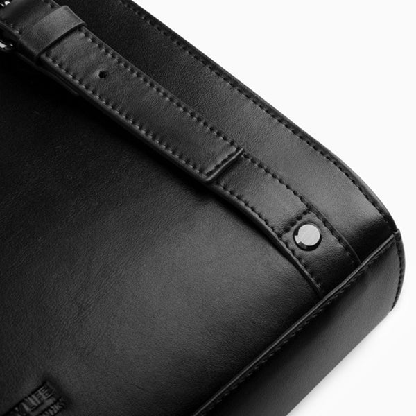 Small Womens Black Square Leather Backpack Purse Stylish Backpacks for Women Minimalist