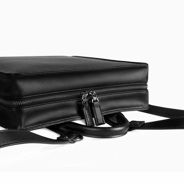 Small Womens Black Square Leather Backpack Purse Stylish Book Bags for Women