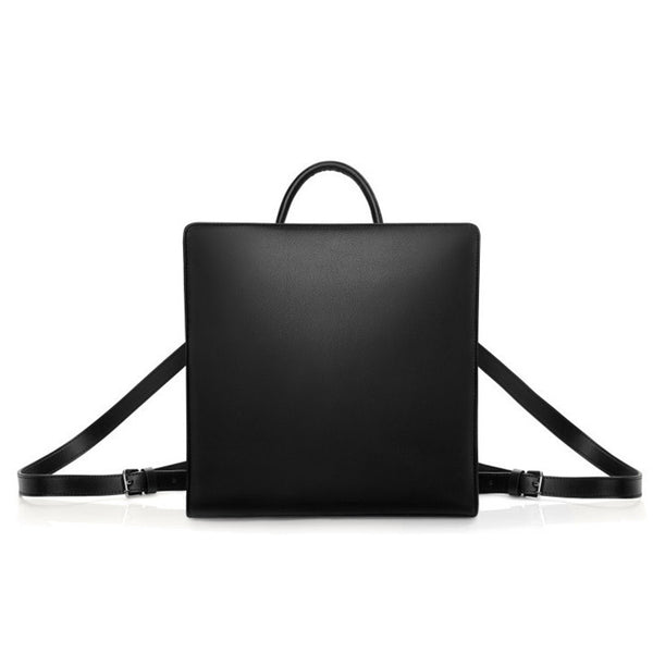 Small Womens Black Square Leather Backpack Purse Stylish Backpacks for Women