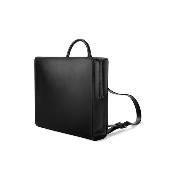Small Womens Black Square Leather Backpack Purse Stylish Backpacks