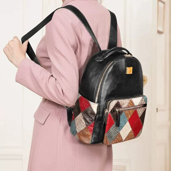 Small Womens Boho Leather Backpack Bags Leather Rucksack For Women Badass