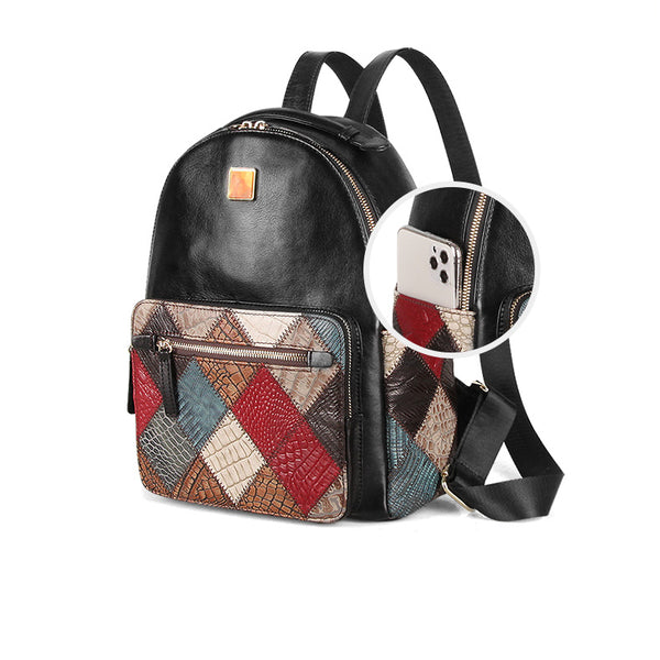 Small Womens Boho Leather Backpack Bags Leather Rucksack For Women Chic