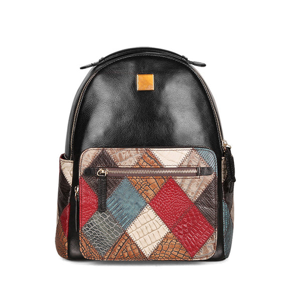 Small Womens Boho Leather Backpack Bags Leather Rucksack For Women Cowhide