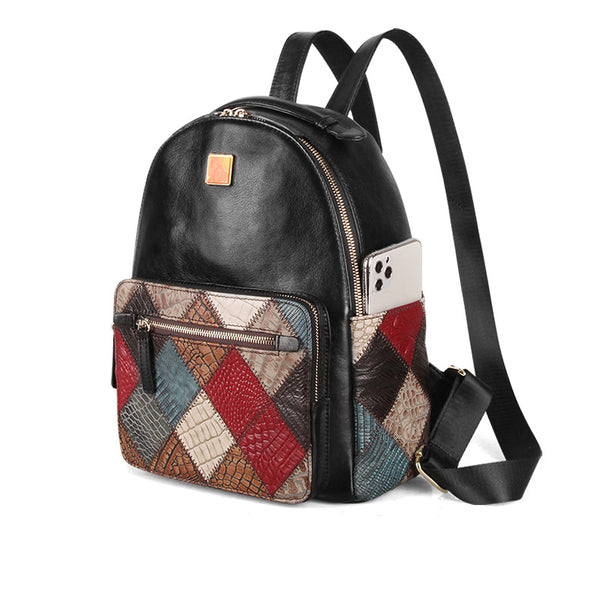 Small Womens Boho Leather Backpack Bags Leather Rucksack For Women Cute