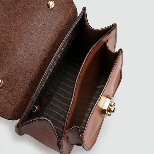 Small Womens Brown Leather Crossbody Bags Purse Over the Shoulder Bags for Women Brown