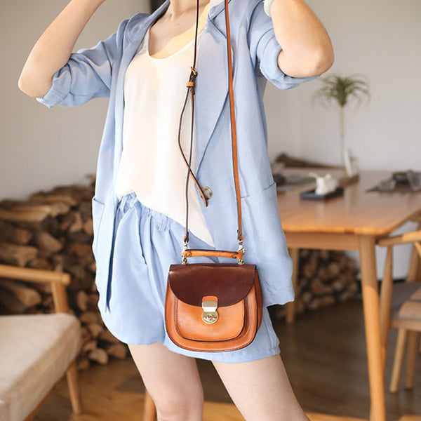 Small Womens Brown Leather Crossbody Bags Purse Over the Shoulder Bags for Women Designer