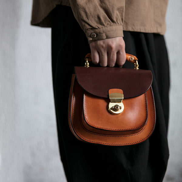 Small Womens Brown Leather Crossbody Bags Purse Over the Shoulder Bags for Women cowhide