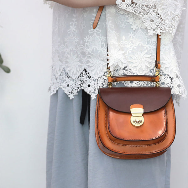 Small Womens Brown Leather Crossbody Bags Purse Over the Shoulder Bags for Women gift