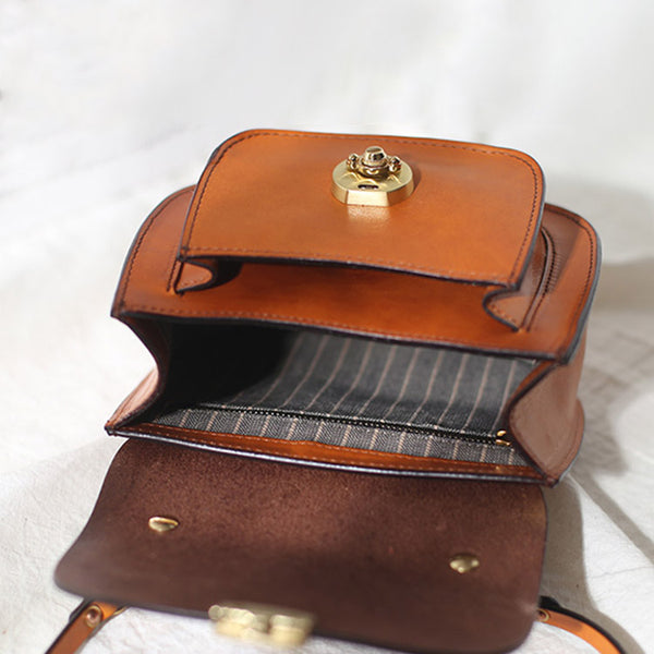 Small Womens Brown Leather Crossbody Bags Purse Over the Shoulder Bags for Women quality