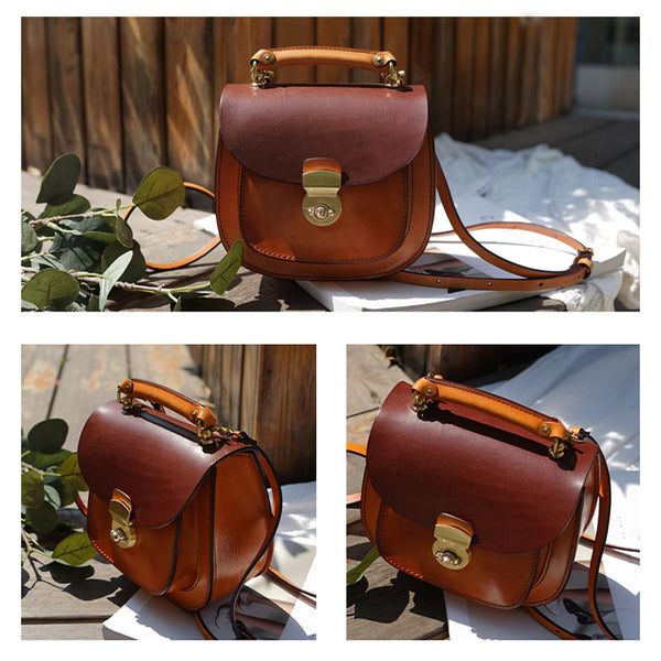 Small Womens Brown Leather Crossbody Bags Purse Over the Shoulder Bags for Women small
