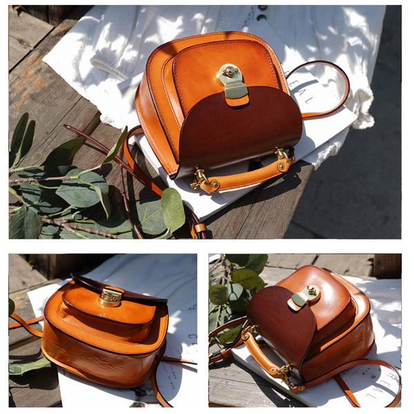 Small Womens Brown Leather Crossbody Bags Purse Over the Shoulder Bags for Women stylish