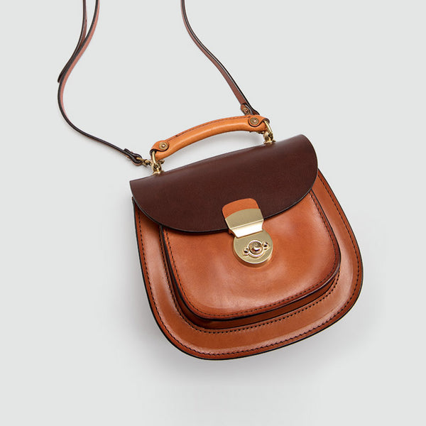 Small Womens Brown Leather Crossbody Bags Purse Over the Shoulder Bags for Women