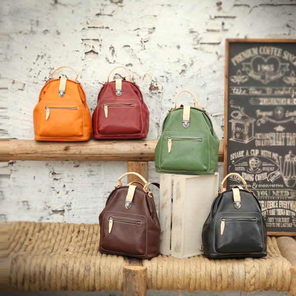 Small Womens Brown Leather Doctor Bag Backpack Purse Cute Designer Backpacks for Women affordable