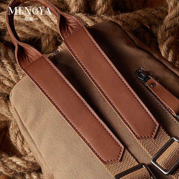 Small Womens Canvas and Leather Backpack Purse Rucksack Bags with Zipper for Women Details