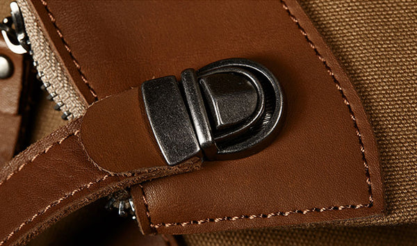 Small Womens Canvas and Leather Backpack Purse Rucksack Bags with Zipper for Women Original