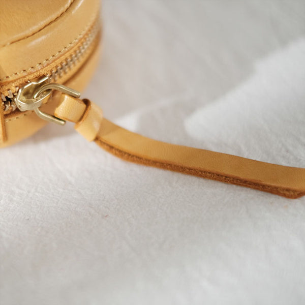 Small Womens Chain Leather Circle Wallet Zip Coin Purse Crossbody Bag for Women Details