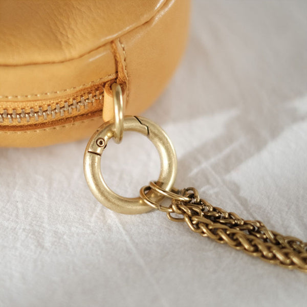Small Womens Chain Leather Circle Wallet Zip Coin Purse Crossbody Bag for Women Durable
