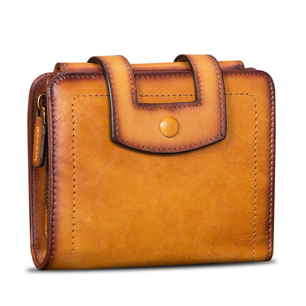 Small Womens Designer Leather Wallet With Zip Around Coin Purse for Women Accessories