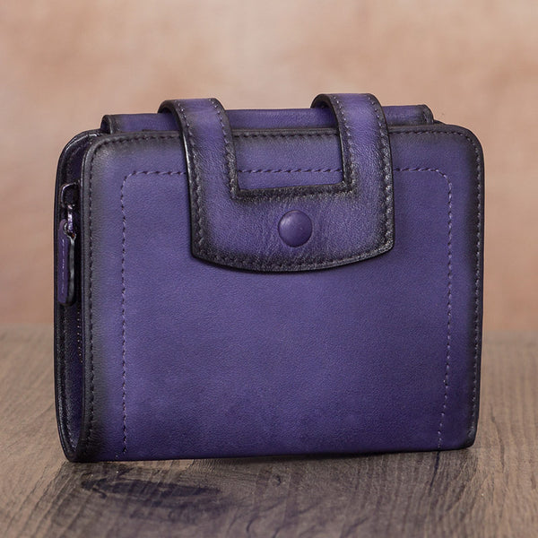 Small Womens Designer Leather Wallet With Zip Around Coin Purse for Women Beautiful